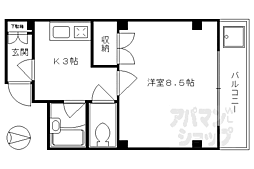 京阪本線 三条駅 徒歩3分の賃貸マンション 5階1Kの間取り