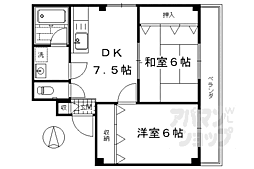 かすが七条シティハイツ 4階2DKの間取り