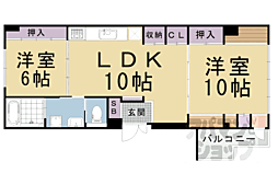 JR東海道・山陽本線 京都駅 徒歩15分の賃貸マンション 5階2LDKの間取り