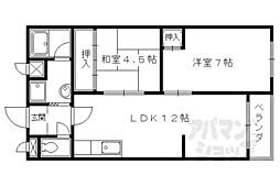 JR山陰本線 太秦駅 徒歩7分の賃貸マンション 3階2LDKの間取り