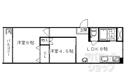 ジェリーノ中新道 1階2LDKの間取り