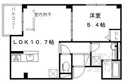 京都市営烏丸線 五条駅 徒歩5分の賃貸マンション 2階1LDKの間取り