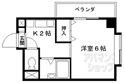 阪急京都本線 西京極駅 徒歩9分の賃貸マンション 3階1Kの間取り