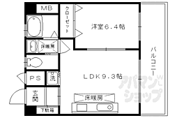 京阪本線 清水五条駅 徒歩10分の賃貸マンション 4階1LDKの間取り