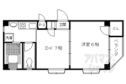 丹波口サンハイツ 1DKの間取図画像