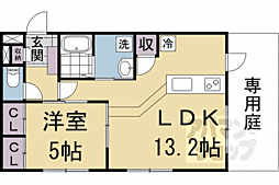 JR山陰本線 嵯峨嵐山駅 徒歩5分の賃貸アパート 1階1LDKの間取り