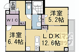JR東海道・山陽本線 京都駅 徒歩12分の賃貸マンション 3階2LDKの間取り
