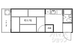 阪急京都本線 西院駅 徒歩5分の賃貸マンション 2階1Kの間取り