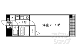 京都地下鉄東西線 東山駅 徒歩2分の賃貸マンション 2階1Kの間取り