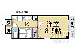 阪急京都本線 西院駅 徒歩6分の賃貸マンション 6階1Kの間取り