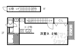 ベルリード二条 2階ワンルームの間取り