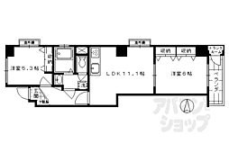 阪急京都本線 大宮駅 徒歩9分の賃貸マンション 11階2LDKの間取り