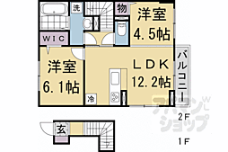 京阪本線 鳥羽街道駅 徒歩6分の賃貸アパート 1階2LDKの間取り