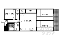 JR山陰本線 花園駅 徒歩15分の賃貸マンション 3階3LDKの間取り