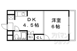 京都市営烏丸線 北大路駅 徒歩20分の賃貸マンション 3階1DKの間取り