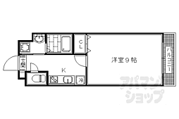 京都地下鉄東西線 太秦天神川駅 徒歩7分の賃貸マンション 1階1Kの間取り