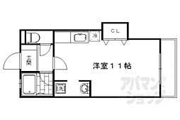 京福電気鉄道北野線 北野白梅町駅 徒歩15分の賃貸マンション 2階ワンルームの間取り