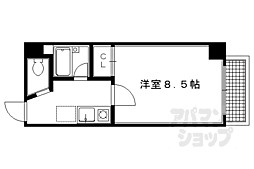 京都市営烏丸線 四条駅 徒歩11分の賃貸マンション 3階1Kの間取り