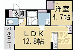 リガールメゾン円町 2階1LDKの間取り