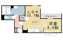 京都地下鉄東西線 東山駅 徒歩4分の賃貸マンション 3階1LDKの間取り