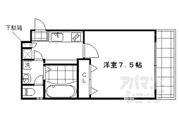 京福電気鉄道北野線 北野白梅町駅 徒歩15分の賃貸マンション 1階1Kの間取り