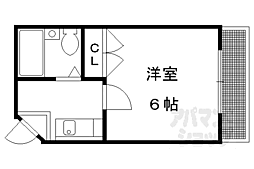 フレッシュ柏野 1階1Kの間取り