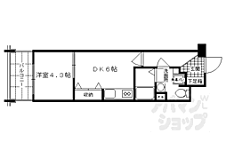 京都市営烏丸線 烏丸御池駅 徒歩7分の賃貸マンション 3階1DKの間取り