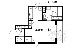 京阪本線 清水五条駅 徒歩9分の賃貸マンション 2階1Kの間取り
