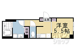 京都市営烏丸線 四条駅 徒歩10分の賃貸マンション 1階1Kの間取り