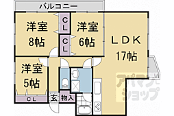 京都地下鉄東西線 京都市役所前駅 徒歩4分の賃貸マンション 2階3LDKの間取り