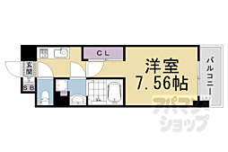 ＴＨＥ　ＧＡＲＮＥＴ　ＳＵＩＴＥ　ＲＥＳＩＤＥＮＣＥ　西七条 5階ワンルームの間取り