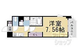 ＴＨＥ　ＧＡＲＮＥＴ　ＳＵＩＴＥ　ＲＥＳＩＤＥＮＣＥ　西七条 5階1Kの間取り