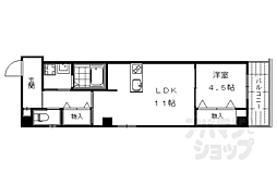 京都市営烏丸線 烏丸御池駅 徒歩4分の賃貸マンション 7階1LDKの間取り