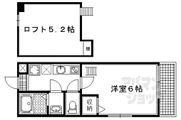 ロフティ智恵光院今出川 2階1Kの間取り