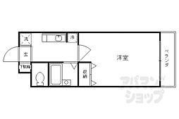 阪急京都本線 西京極駅 徒歩23分の賃貸マンション 2階1Kの間取り