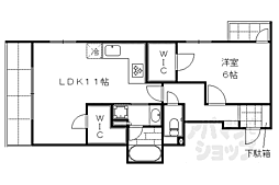京都地下鉄東西線 御陵駅 徒歩2分の賃貸マンション 5階1LDKの間取り