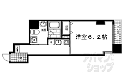 京都地下鉄東西線 京都市役所前駅 徒歩2分の賃貸マンション 3階1Kの間取り