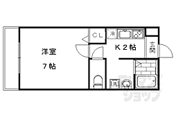 京都地下鉄東西線 太秦天神川駅 徒歩5分の賃貸アパート 3階1Kの間取り
