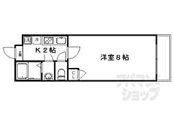 京都地下鉄東西線 太秦天神川駅 徒歩4分の賃貸マンション 1階1Kの間取り