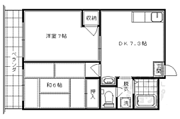 阪急京都本線 西京極駅 徒歩14分の賃貸マンション 2階2DKの間取り