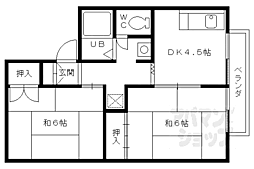 京都地下鉄東西線 太秦天神川駅 徒歩9分の賃貸アパート 2階2DKの間取り