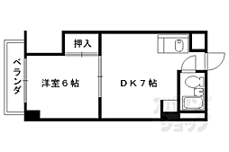 阪急京都本線 西京極駅 徒歩1分の賃貸マンション 5階1DKの間取り