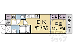 ファステート京都壬生フィエロ 4階1DKの間取り