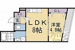 JR山陰本線 嵯峨嵐山駅 徒歩6分の賃貸マンション 1階1LDKの間取り