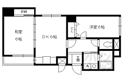京都市営烏丸線 五条駅 徒歩5分の賃貸マンション 4階2DKの間取り