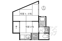 京都地下鉄東西線 東山駅 徒歩2分の賃貸アパート 2階2Kの間取り