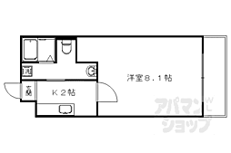 京都地下鉄東西線 太秦天神川駅 徒歩15分の賃貸マンション 2階1Kの間取り