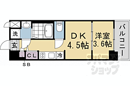 JR山陰本線 花園駅 徒歩2分の賃貸マンション 4階1DKの間取り