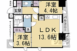 ＳＴＡＮＤＺ京都二条 6階2LDKの間取り
