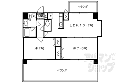 ライジングコート京都西院フロンティア2 2LDKの間取図画像
